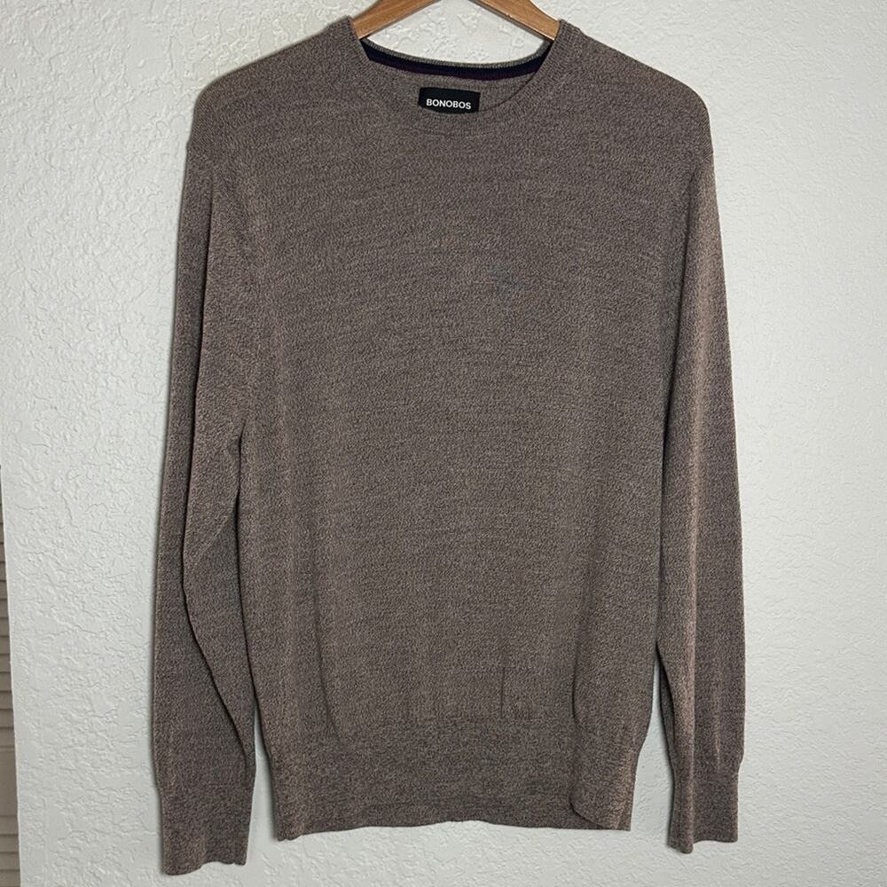 NEW Bonobos Merino Wool Crewneck Sweater Taupe Brown Mens XL Normcore Minimalist